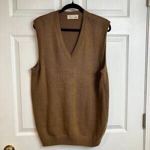 Calidad De Exportacion Alpaca Fina Vest Mens Size L/XL Brown V-Neck Peru